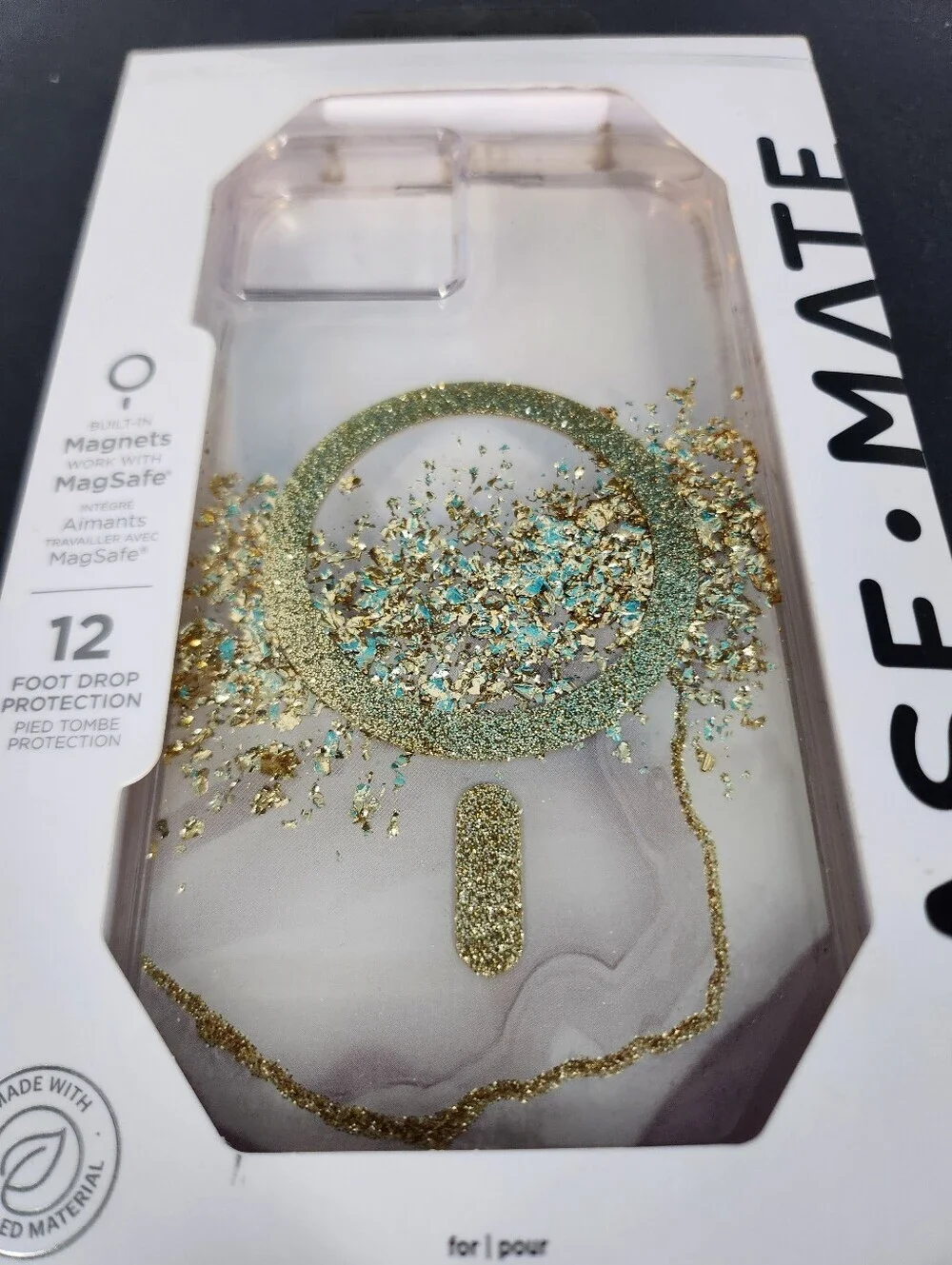 Case-Mate Karat Marble MagSafe iPhone 15 Plus Case Gold Foil Clear